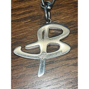 B. Makowsky Handbags Purses Letter "B" Keyring Keychain Fob Silver Brown Leather